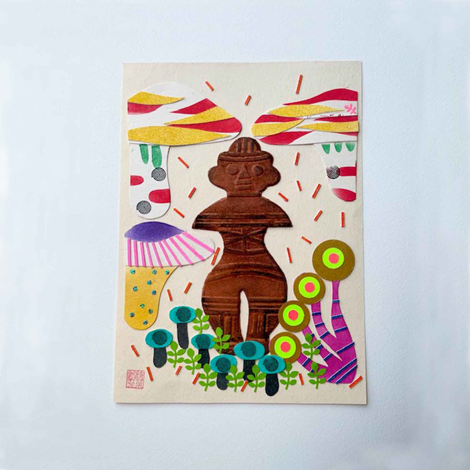 造形作家あんドーナツ/切り絵の縄文土器ときのこ